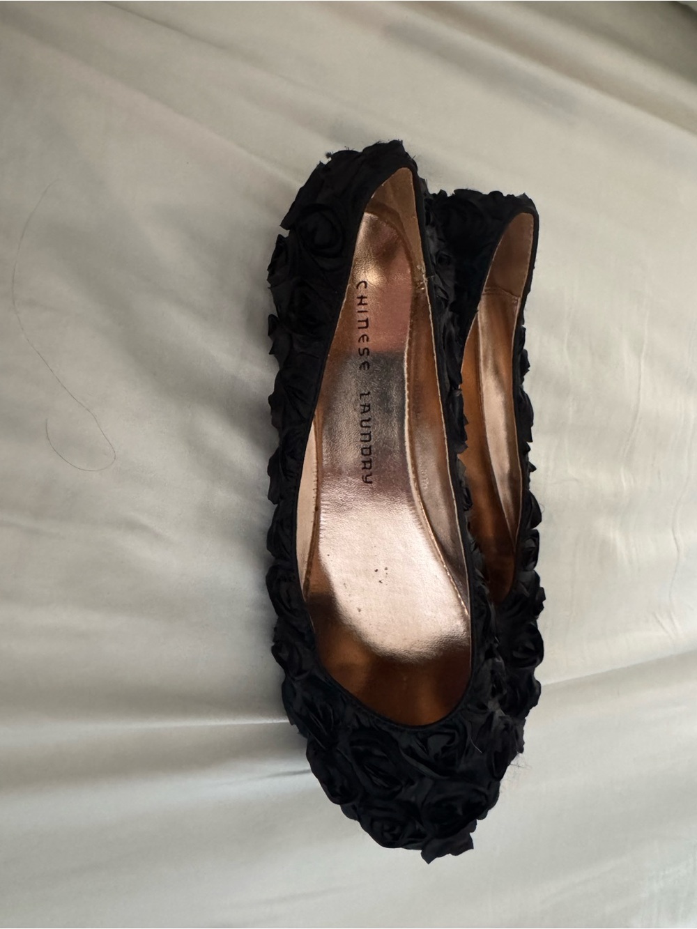 Chinese Laundry Black Rosette Ballet Flats